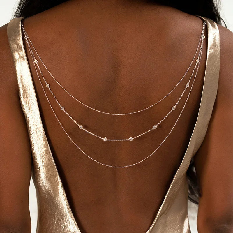 Rhinestone Body Chain — Layered Crystal Back & Waist Chain