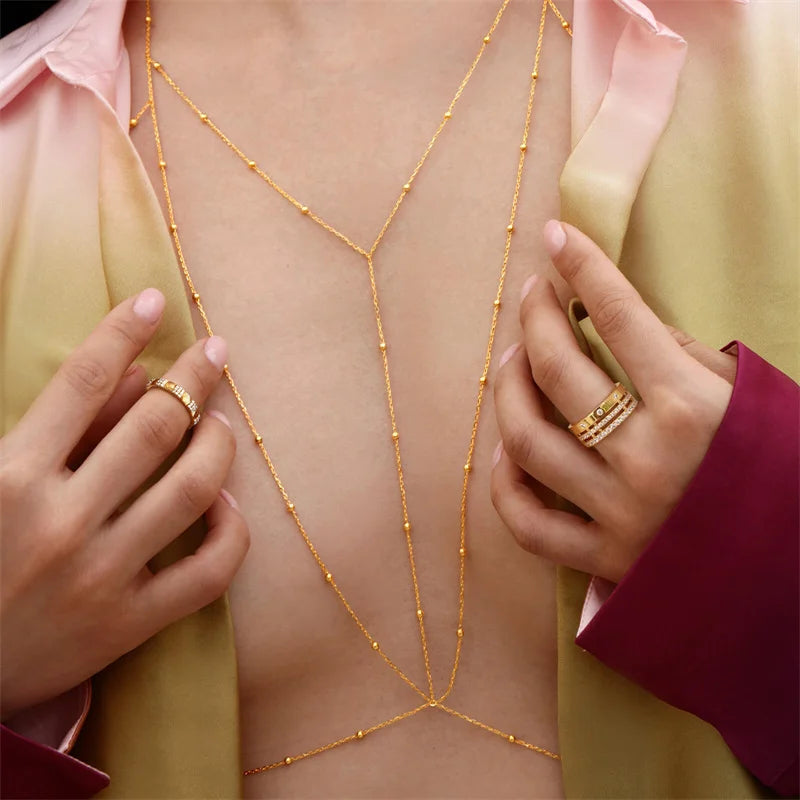 Rhinestone Body Chain — Layered Crystal Back & Waist Chain