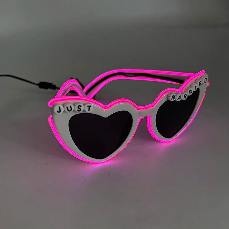 LED Heart Sunglasses — Light Up Bride & Hen Party Glasses