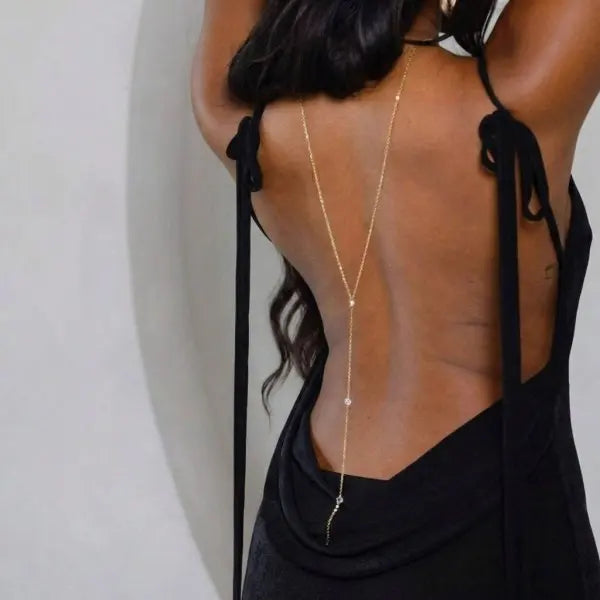 Rhinestone Body Chain — Layered Crystal Back & Waist Chain