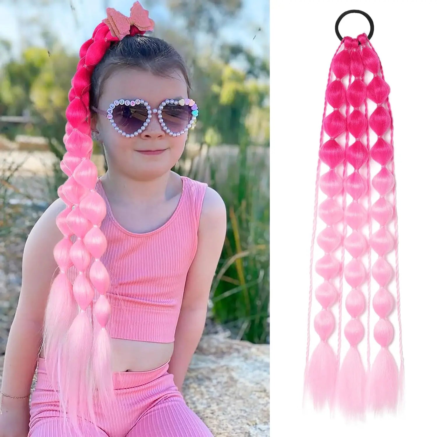 Colourful Bubble Braid Ponytail Extension — Festival & Party Hair