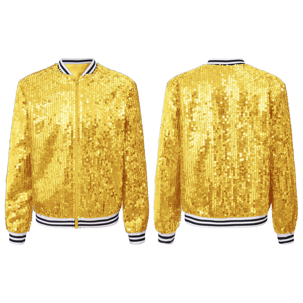 Shiny Sequin Zip Jacket — Kids Dance Performance & Festival Coat