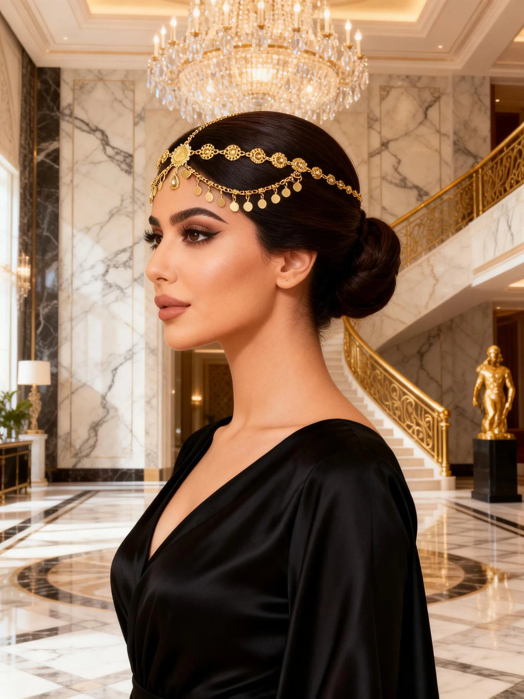 Rhinestone Forehead Chain — Boho Bridal & Festival Headpiece