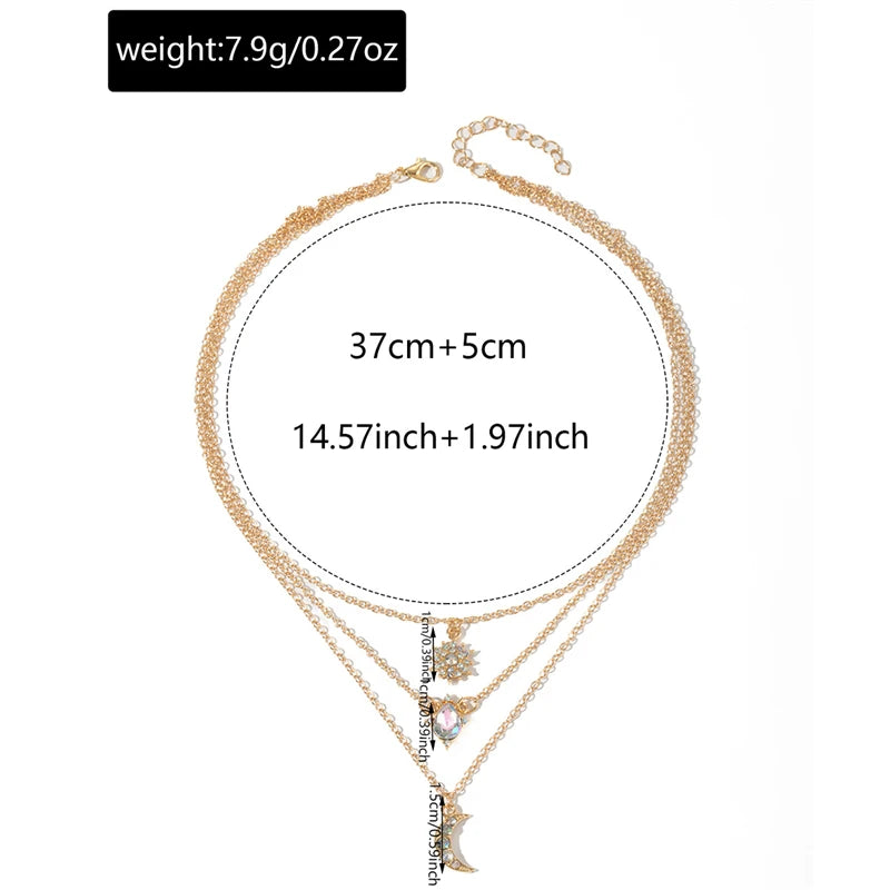 Star & Moon Sequin Tassel Choker — Boho Festival Layered Necklace