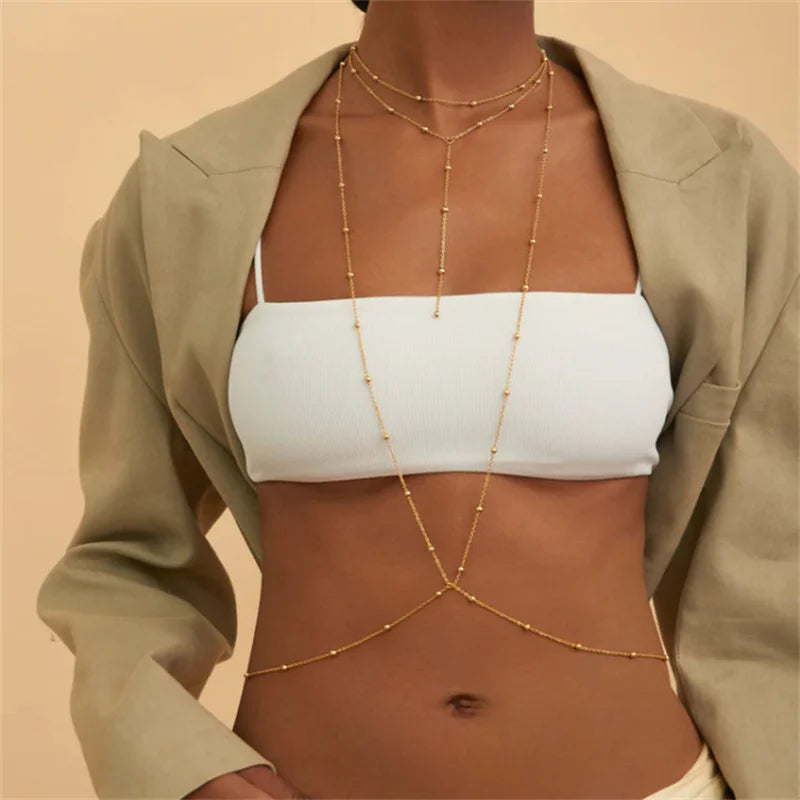 Rhinestone Body Chain — Layered Crystal Back & Waist Chain