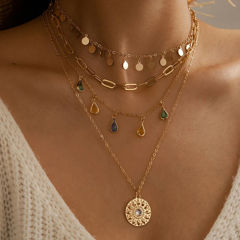 Star and Moon Sequin Tassel Choker