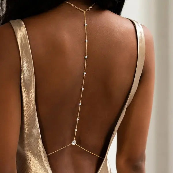 Rhinestone Body Chain — Layered Crystal Back & Waist Chain