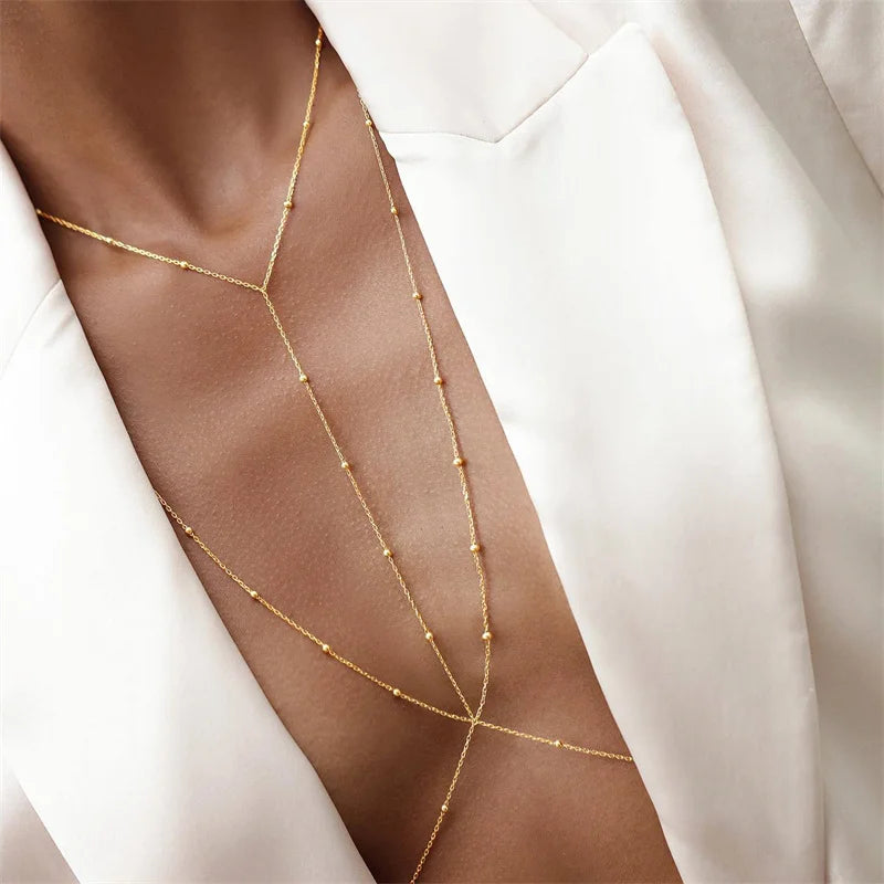 Rhinestone Body Chain — Layered Crystal Back & Waist Chain