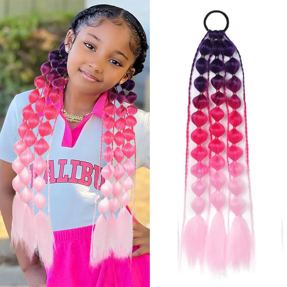 Colourful Bubble Braid Ponytail Extension — Festival & Party Hair
