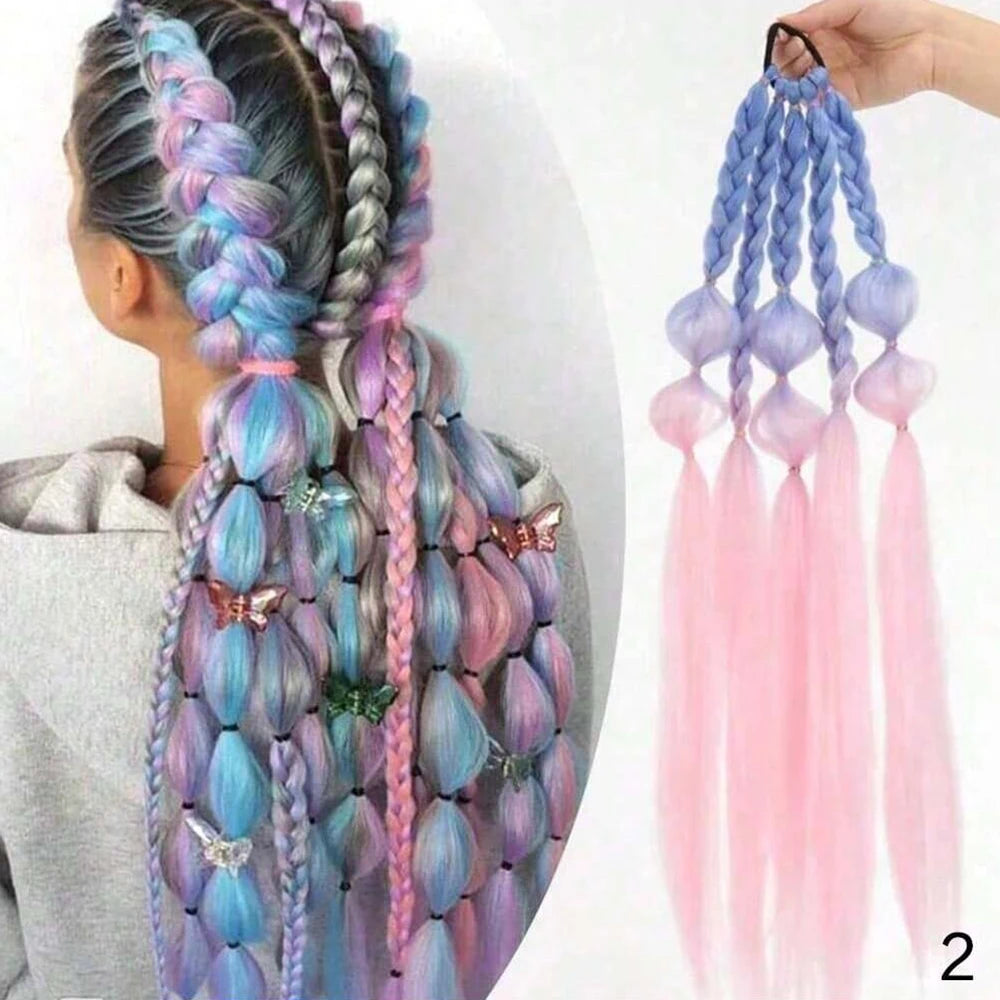 Pink Lantern Bubble Braid Ponytail — Halloween & Festival Hair