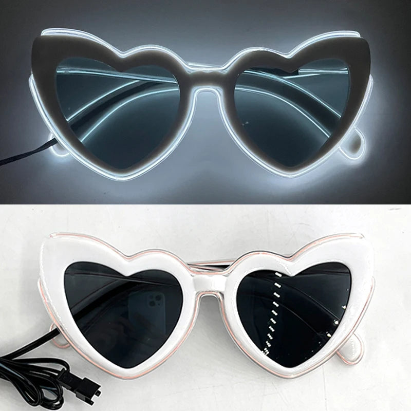 LED Heart Sunglasses — Light Up Bride & Hen Party Glasses