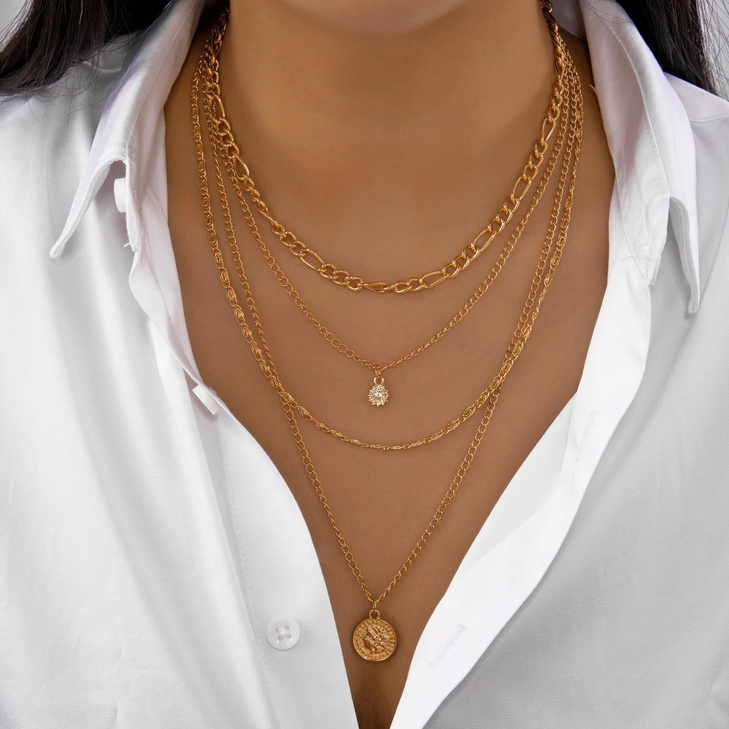 Star & Moon Sequin Tassel Choker — Boho Layered Festival Necklace