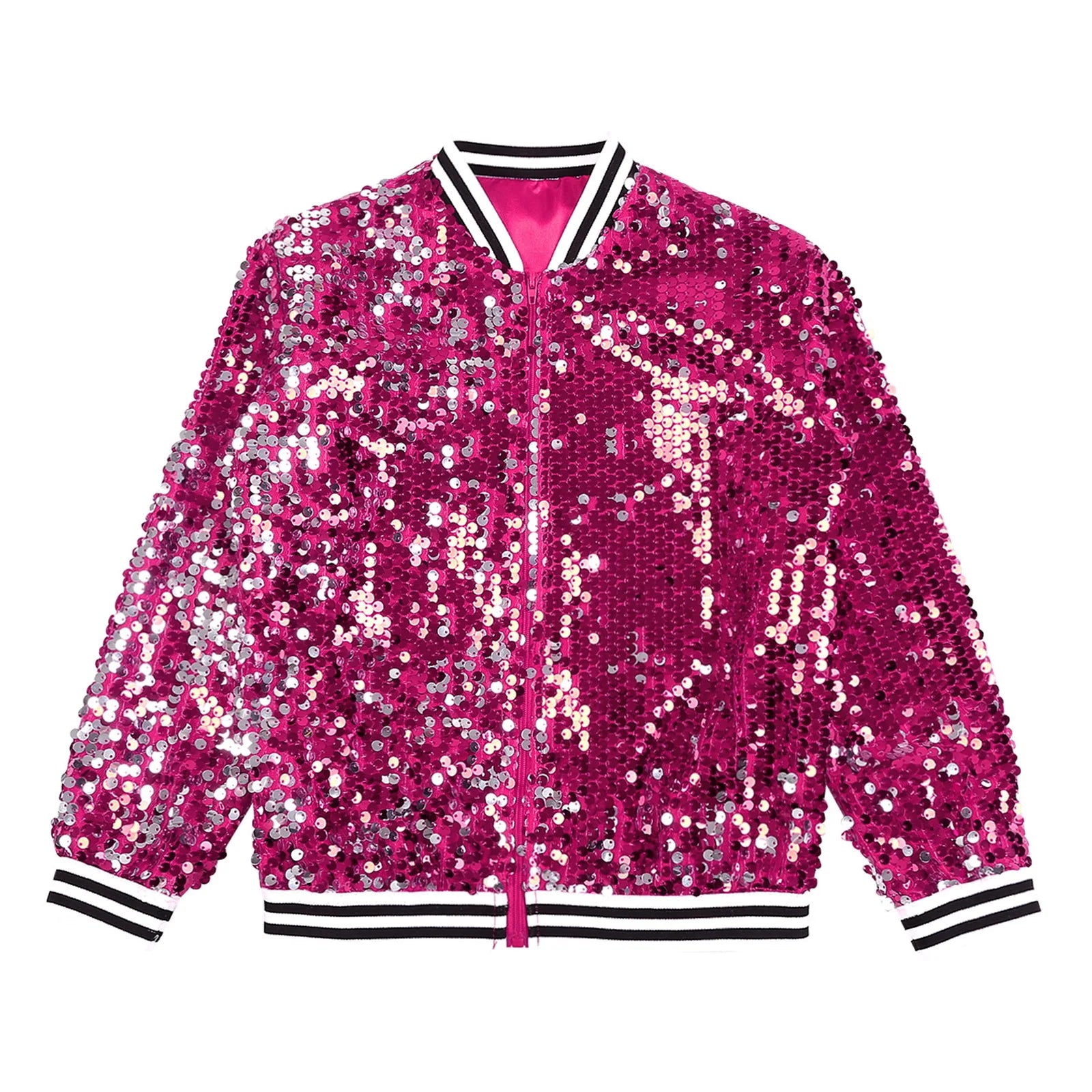 Shiny Sequin Zip Jacket — Kids Dance Performance & Festival Coat