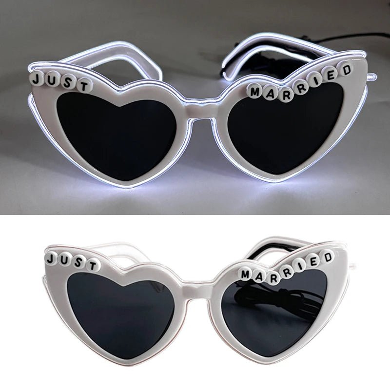 LED Heart Sunglasses — Light Up Bride & Hen Party Glasses