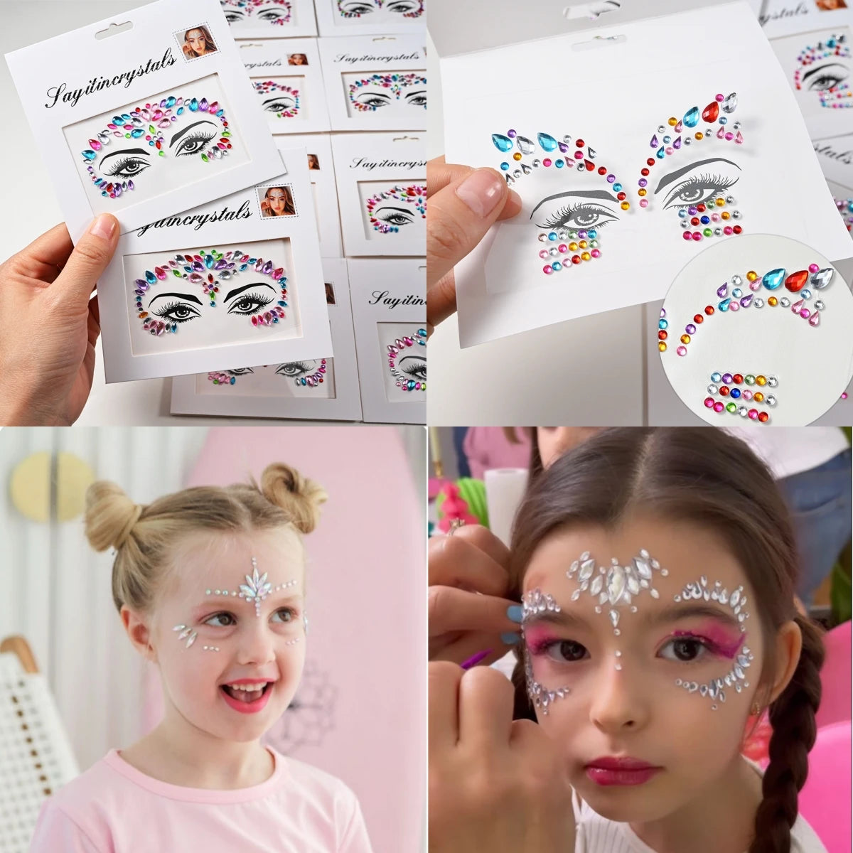 Mermaid Face Gems — 5 Pack Crystal Rhinestone Festival Sticker