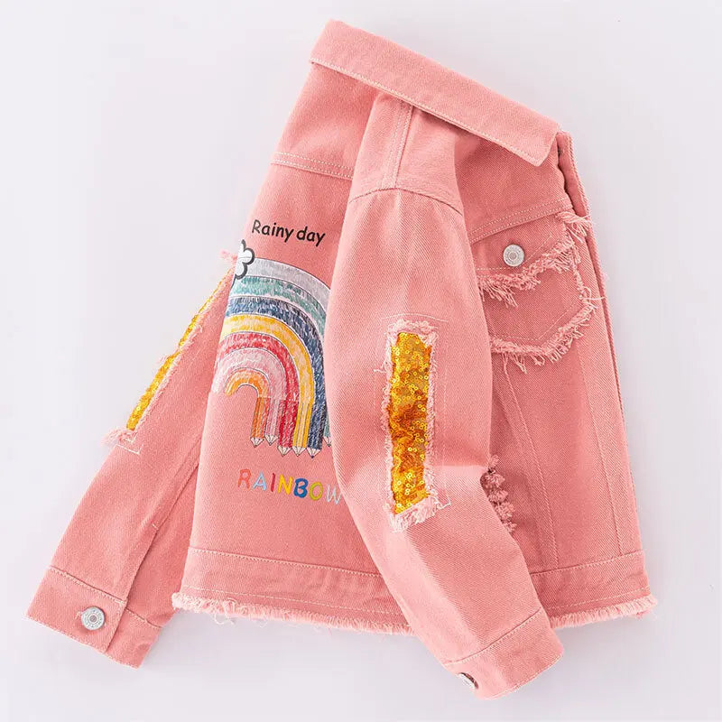 Girls Pink Denim Jacket — Korean Style Kids Festival & Party Coat
