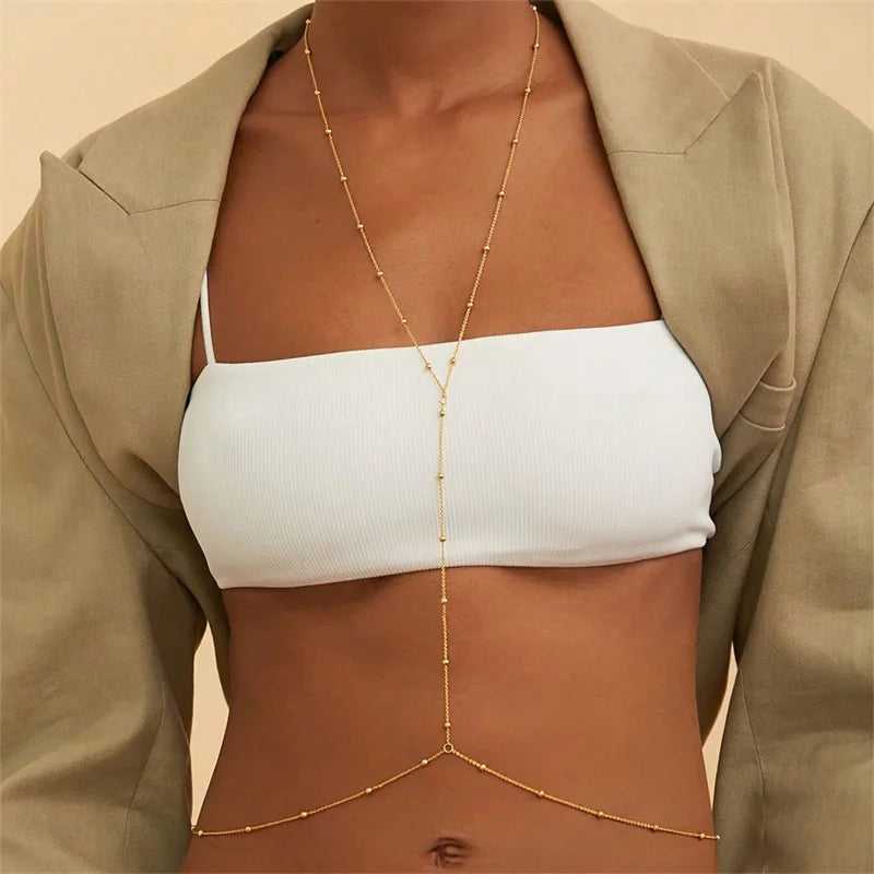 Rhinestone Body Chain — Layered Crystal Back & Waist Chain
