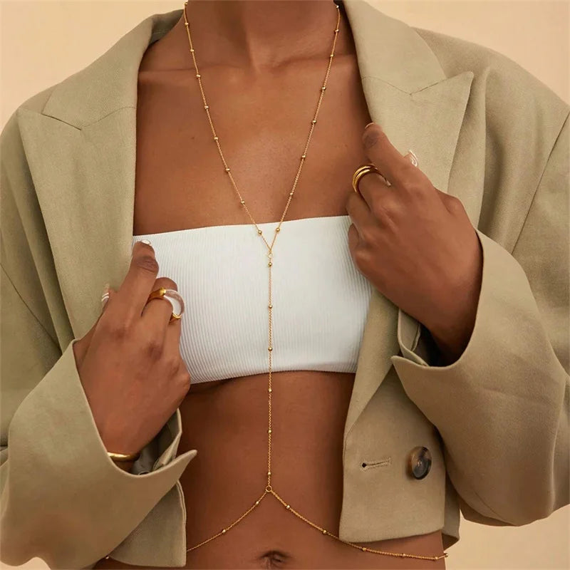 Rhinestone Body Chain — Layered Crystal Back & Waist Chain