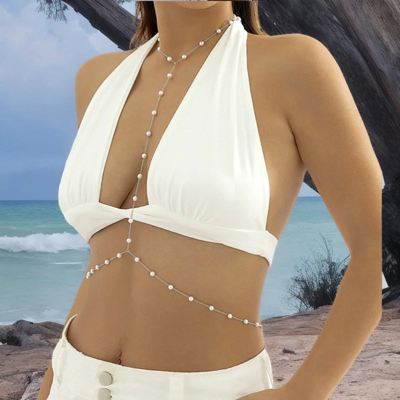 Rhinestone Body Chain — Layered Crystal Back & Waist Chain
