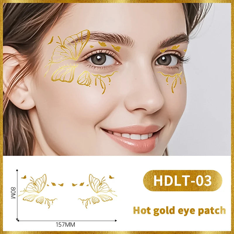 Gold Butterfly Glitter Temporary Tattoos — Metallic Festival & Party Decals
