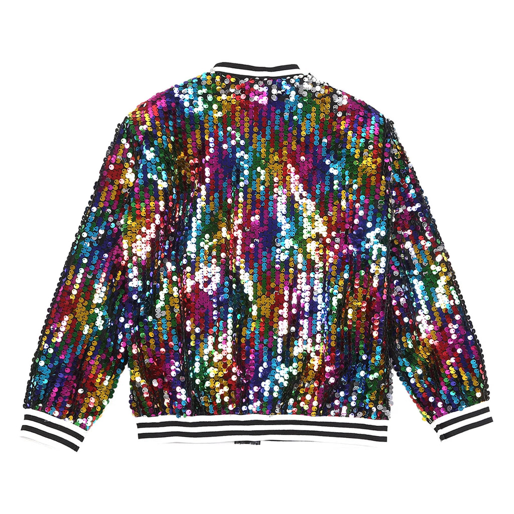 Shiny Sequin Zip Jacket — Kids Dance Performance & Festival Coat