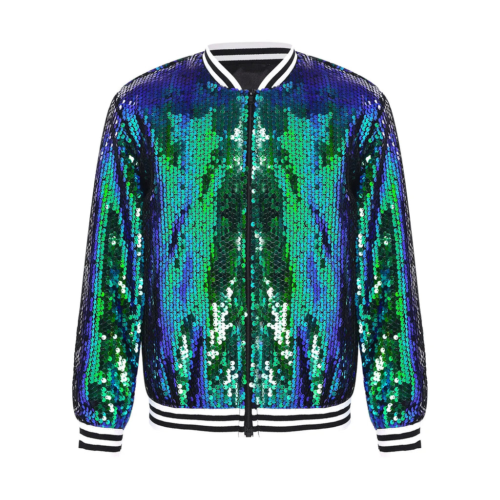 Shiny Sequin Zip Jacket — Kids Dance Performance & Festival Coat
