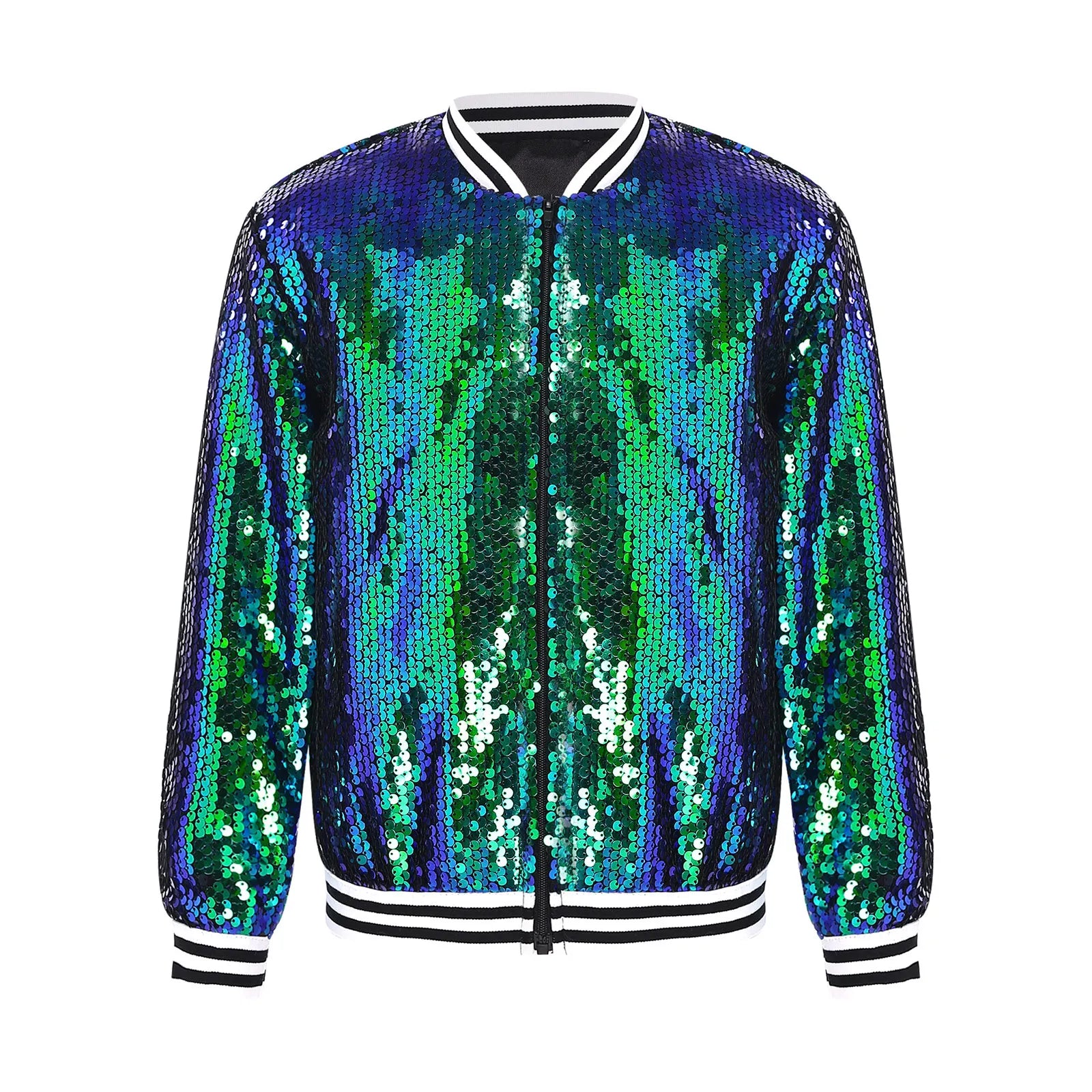 Shiny Sequin Zip Jacket — Kids Dance Performance & Festival Coat