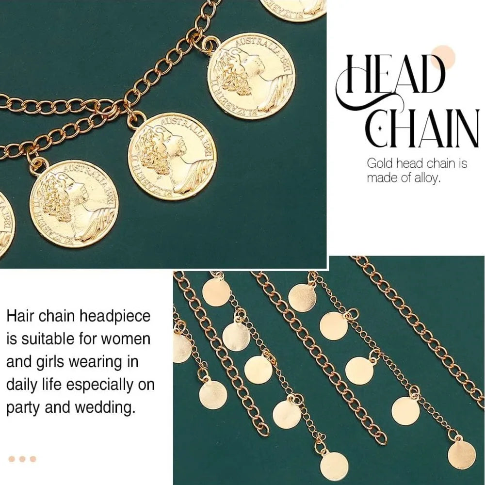 Gold Coin Tassel Head Chain — Festival & Bridal Hair Jewellery