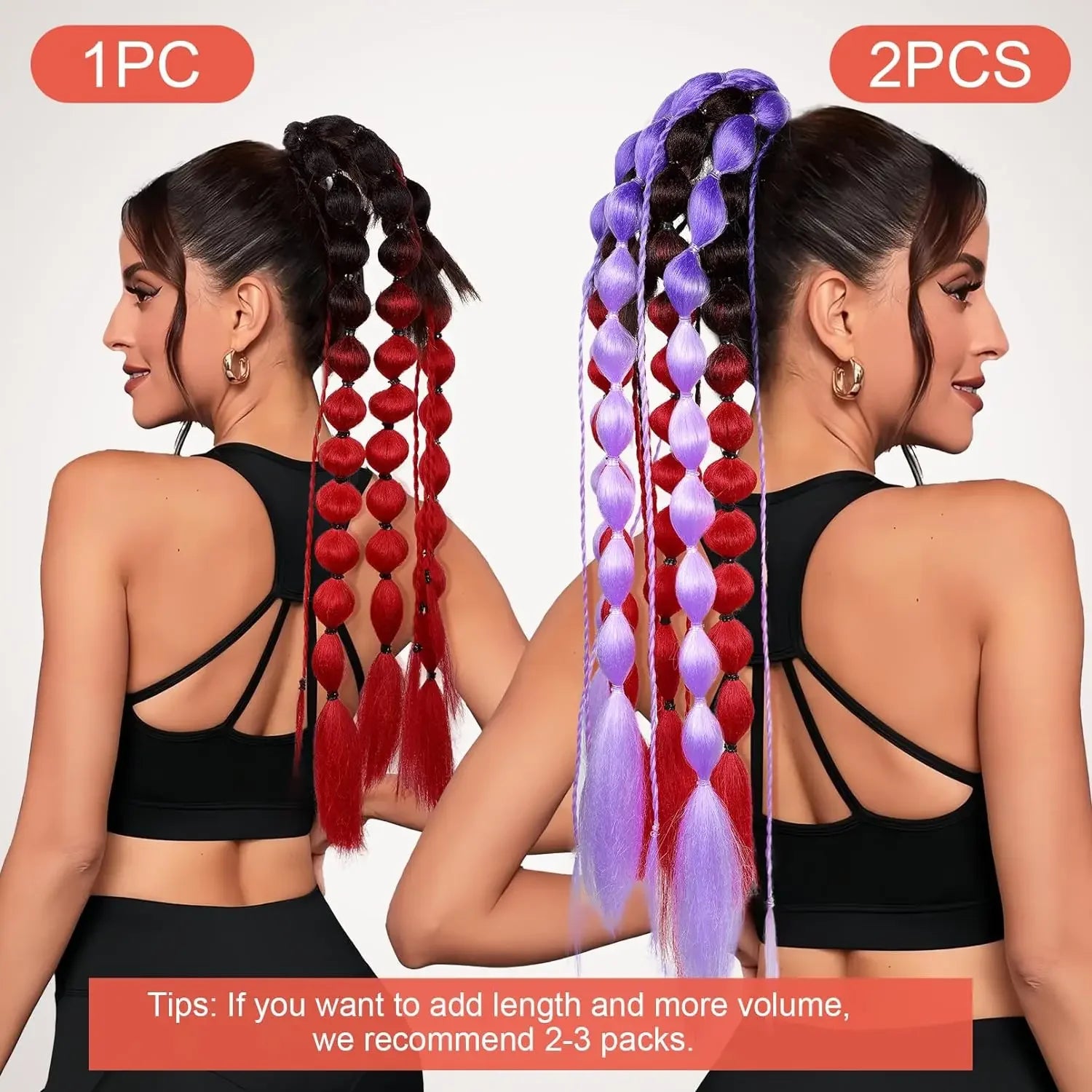 Colourful Bubble Braid Ponytail Extension — Festival & Party Hair