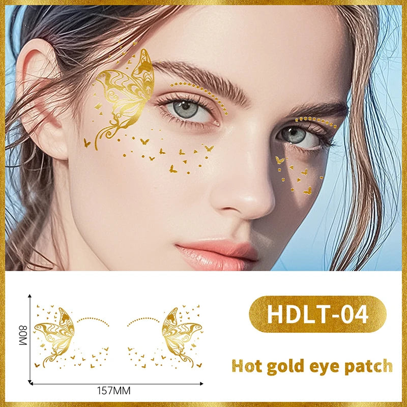 Gold Butterfly Glitter Temporary Tattoos — Metallic Festival & Party Decals