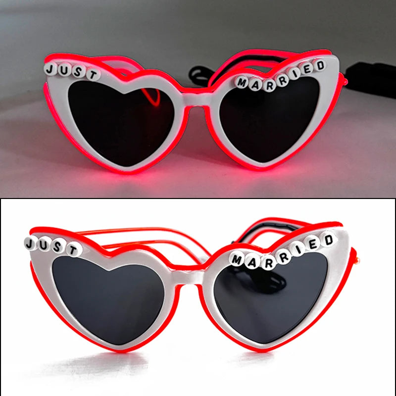 LED Heart Sunglasses — Light Up Bride & Hen Party Glasses