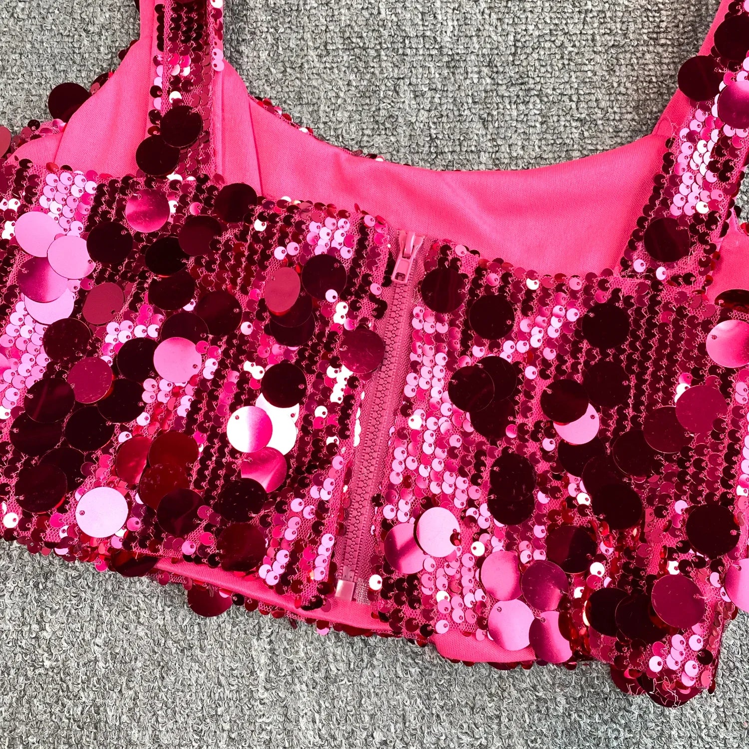 Sequin Crop Top — Slim Party & Club Cami