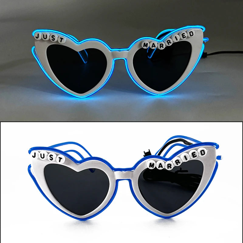 LED Heart Sunglasses — Light Up Bride & Hen Party Glasses