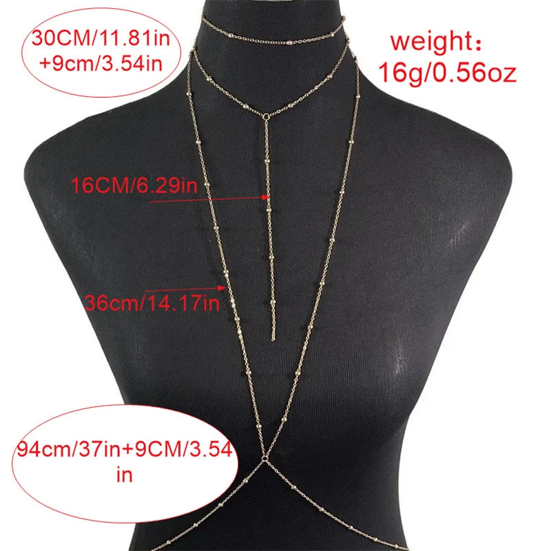 Rhinestone Body Chain — Layered Crystal Back & Waist Chain