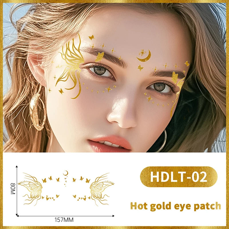 Gold Butterfly Glitter Temporary Tattoos — Metallic Festival & Party Decals