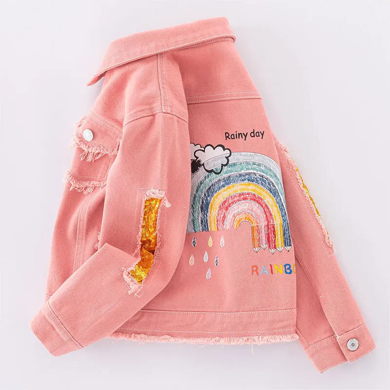 Girls Pink Denim Jacket — Korean Style Kids Festival & Party Coat