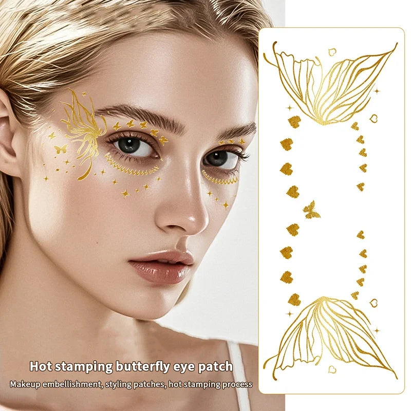 Gold Butterfly Glitter Temporary Tattoos