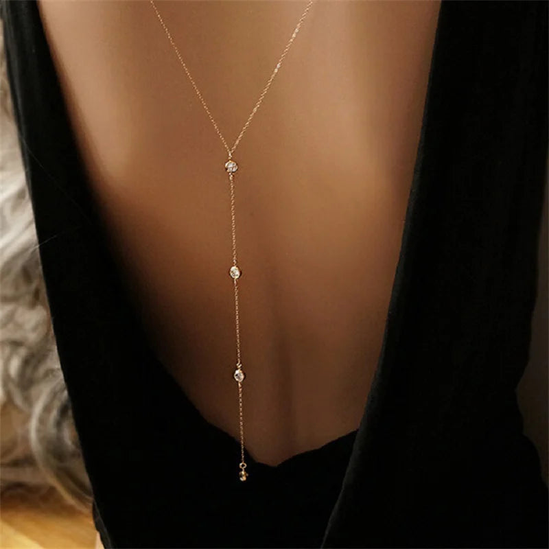 Rhinestone Body Chain — Layered Crystal Back & Waist Chain