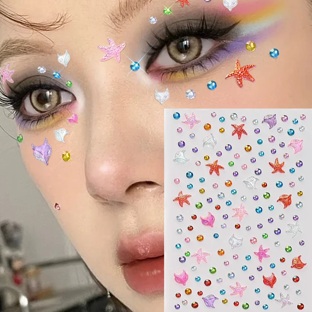 3D Heart Face Gems — Bling Self-Adhesive Festival & Party Stickers