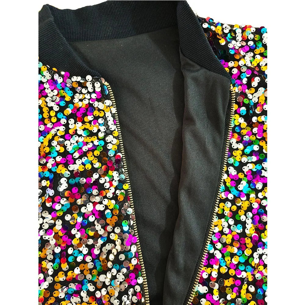 Sequin Zip-Up Jacket — Festival & Party Outerwear