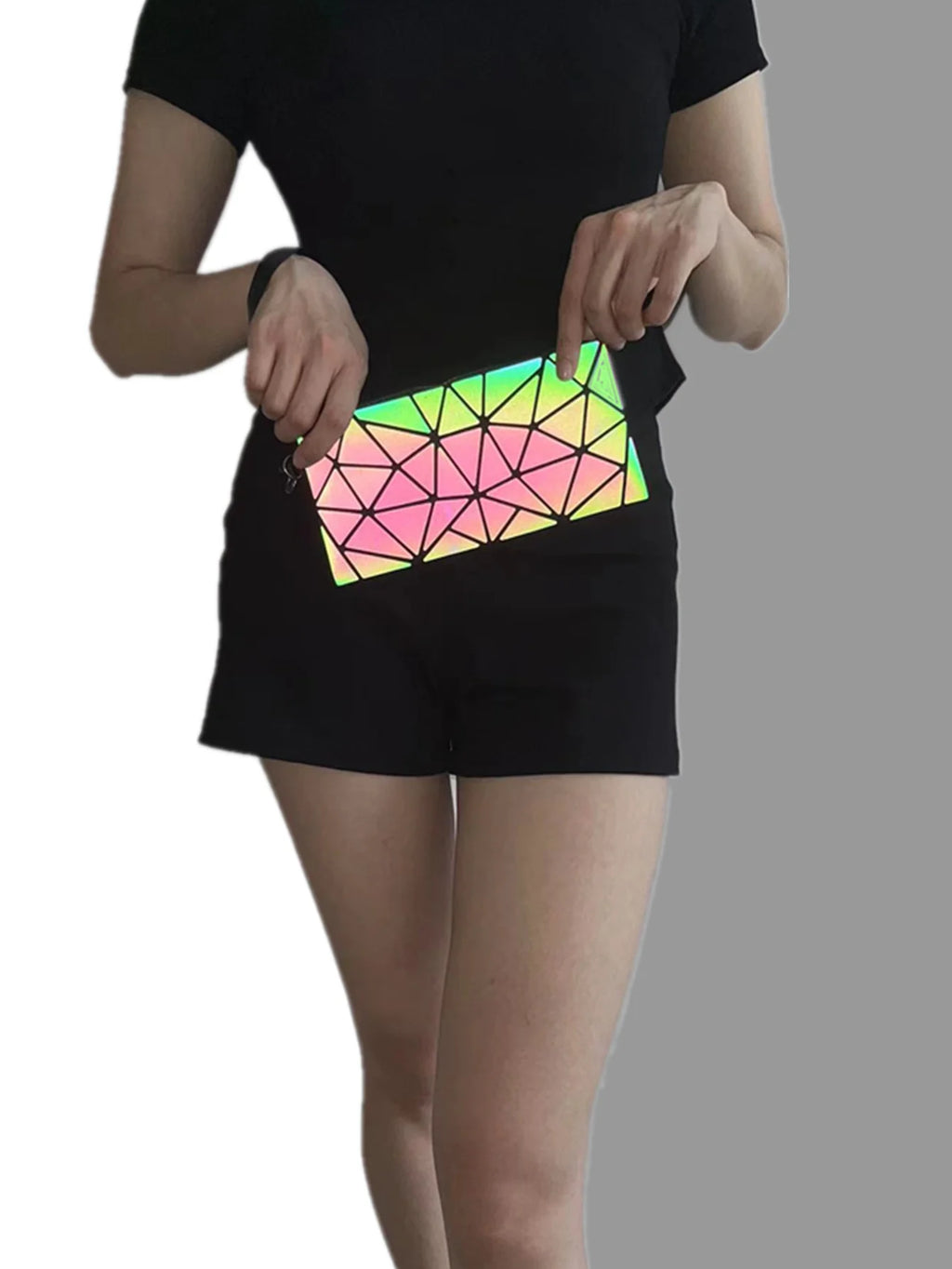 Holographic Geometric Bag Set — 2 Piece Luminous Shoulder Bag & Purse