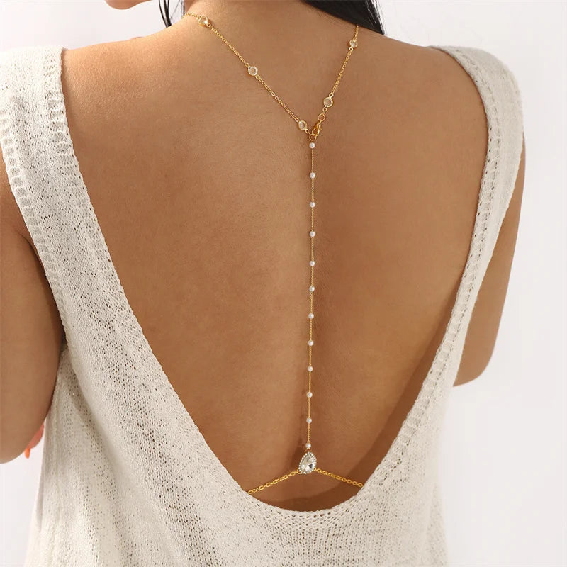 Rhinestone Body Chain — Layered Crystal Back & Waist Chain
