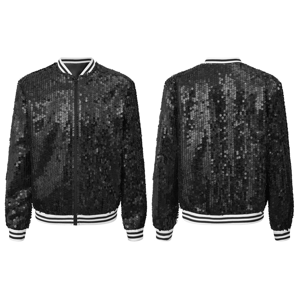 Shiny Sequin Zip Jacket — Kids Dance Performance & Festival Coat