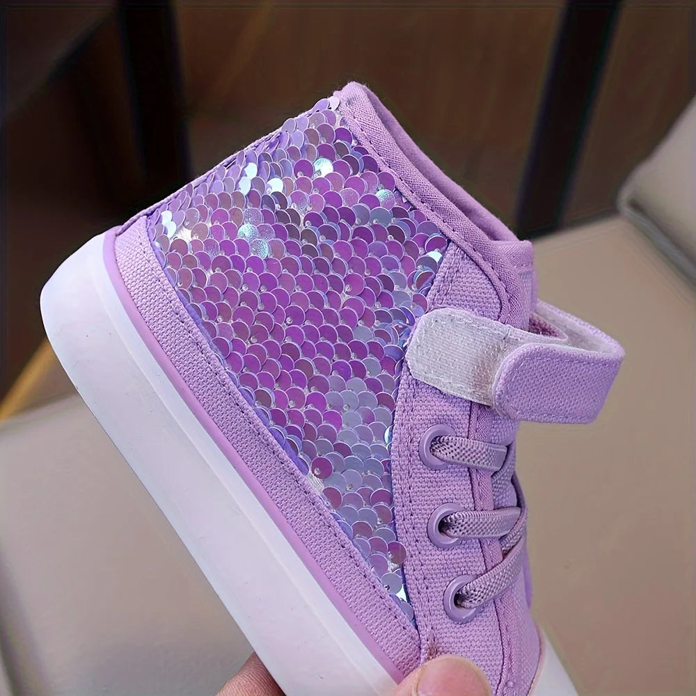 Holographic Scale Canvas Shoes — Kids Princess Party & Dress Up Trainers