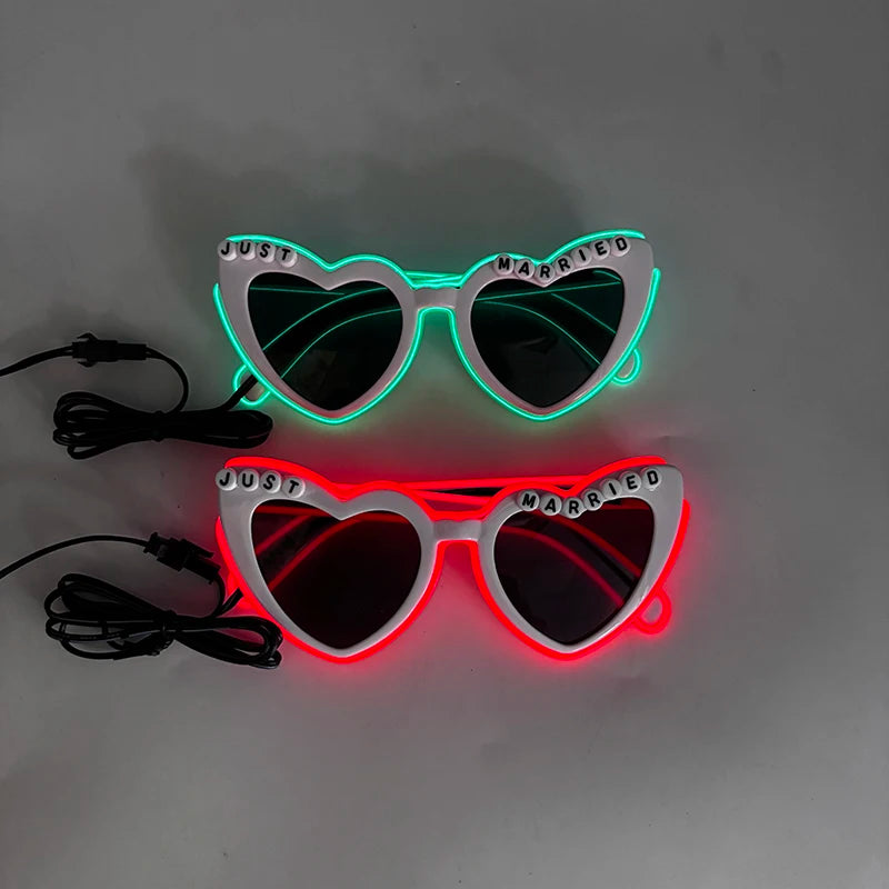 LED Heart Sunglasses — Light Up Bride & Hen Party Glasses
