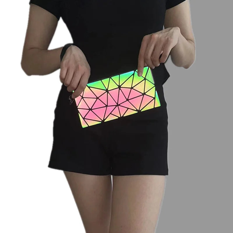 Holographic Geometric Bag Set — 2 Piece Luminous Shoulder Bag & Purse