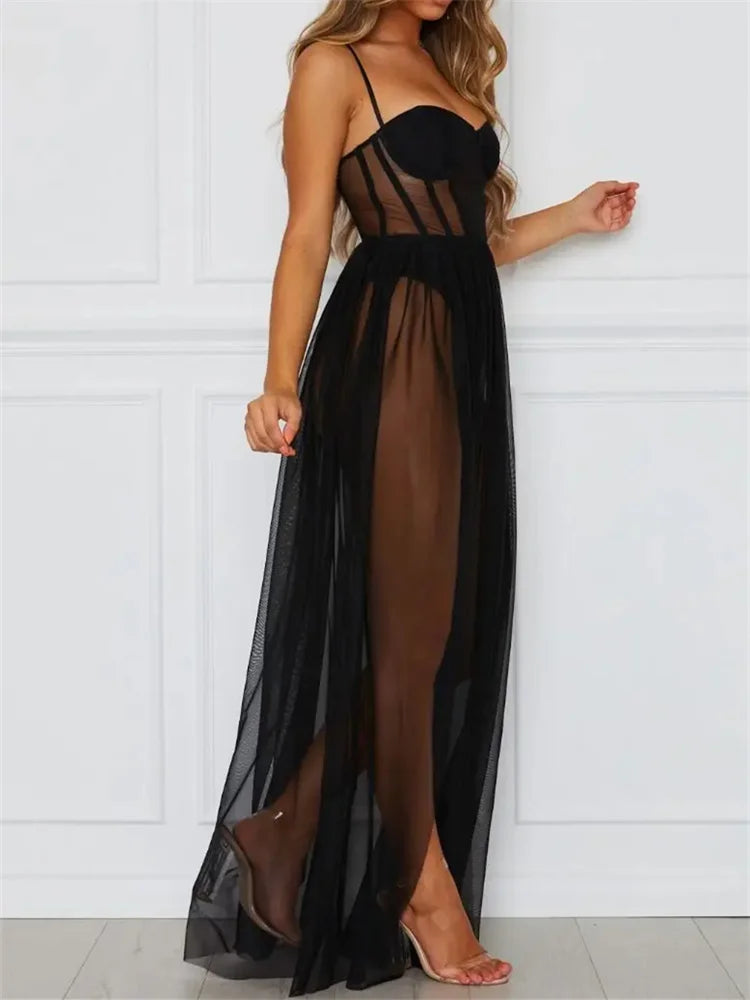 Sheer Mesh Mini Dress — Beach Club & Festival Cover-Up