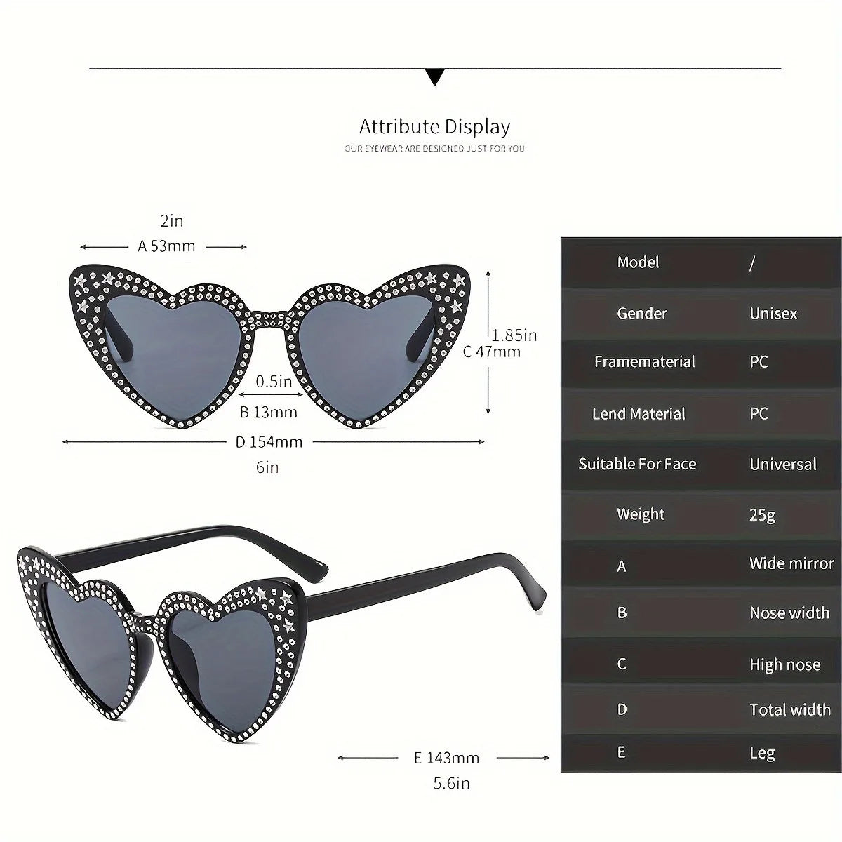 Star & Heart Party Sunglasses — Retro Novelty Festival Glasses