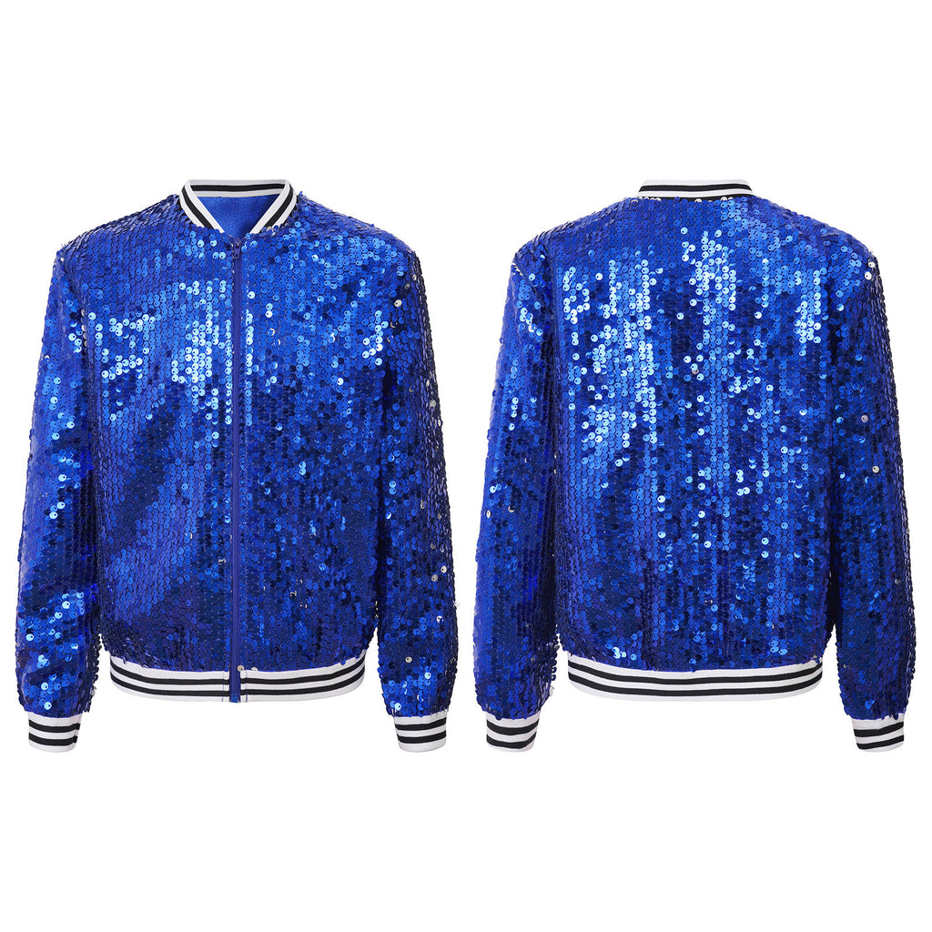 Shiny Sequin Zip Jacket — Kids Dance Performance & Festival Coat