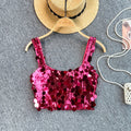 Sequin Crop Top — Slim Party & Club Cami